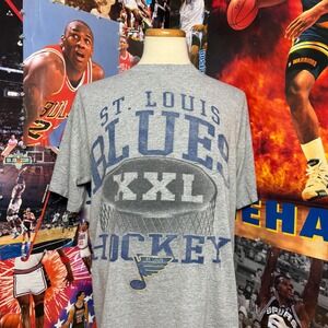 Vintage St Louis Blues NHL Hockey XXL Graphic T-Shirt Heather Gray Mens Sz 2XL